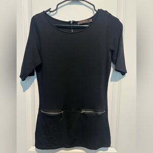 The Limited Black Tunic with Zipper Accents